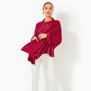 NWT $108 Lilly Pulitzer Lanelle 2% Cashmere Wrap Malbec Red